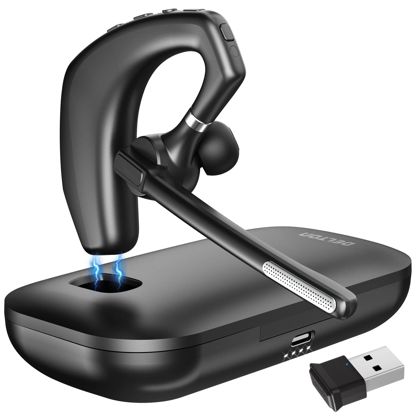 Delton 95X Wireless Computer Headset: Executive Bluetooth Headphone Active Noise Cancellation Earpiece Wireless Headset - Tophatter Daily Deals