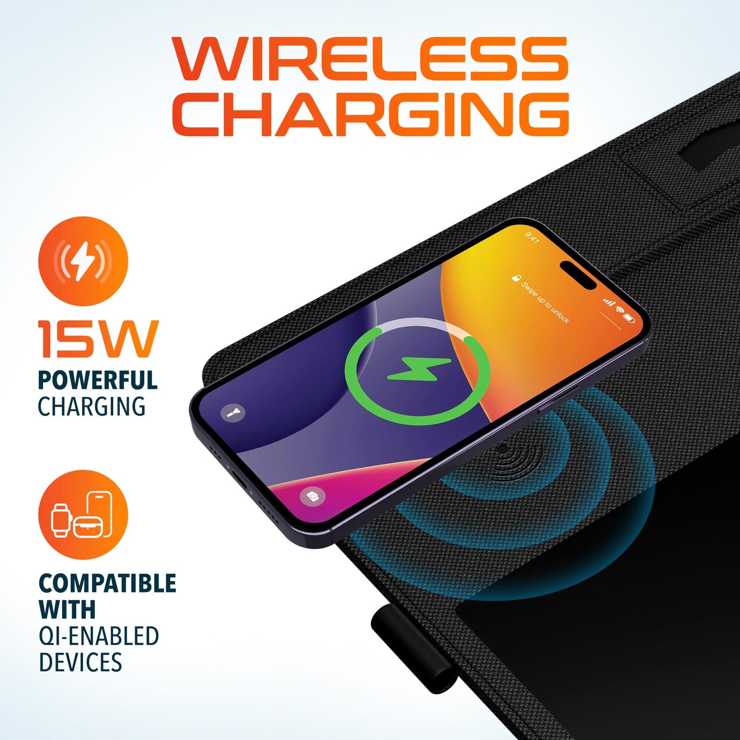 Delton D101 Wireless Charging Mouse Pad with Foldable Phone Stand & Writing Pad, Non-Slip Desk Mouse Mat 15W Wireless Charging Pad Qi Enabled Devices Charging Station - Tophatter Daily Deals