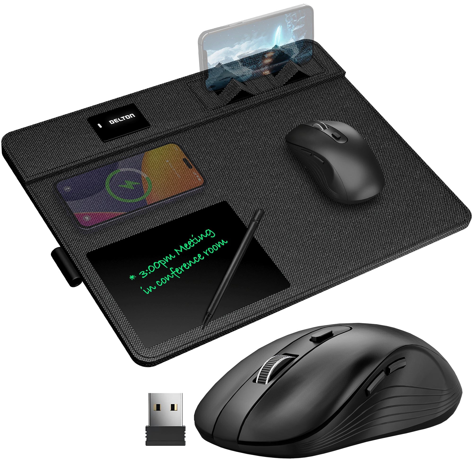 Delton D101and S8 Optical Wireless Mouse and Non-Skid Mouse Pads Wireless Charging for Qi-Enabled Devices Wireless Mouse - Tophatter Daily Deals