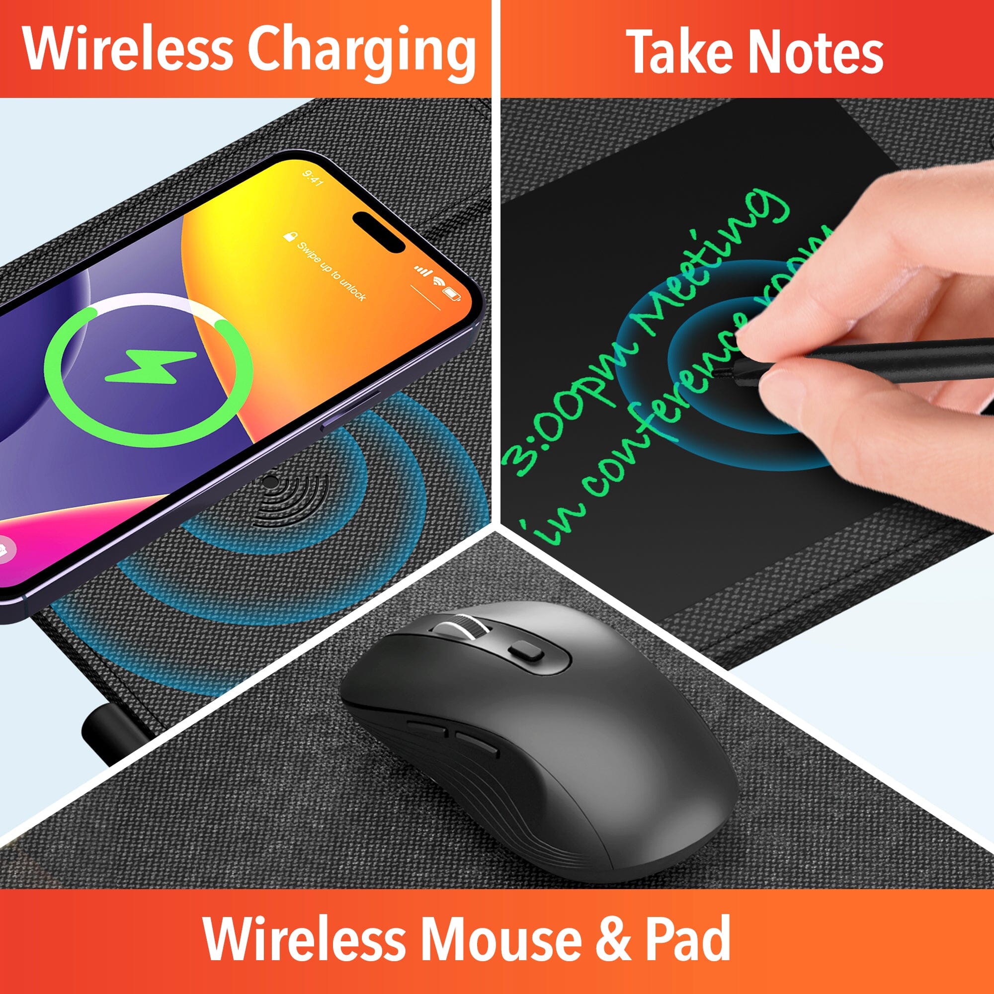 Delton D101and S8 Optical Wireless Mouse and Non-Skid Mouse Pads Wireless Charging for Qi-Enabled Devices Wireless Mouse - Tophatter Daily Deals