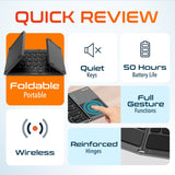 Delton F75 Bluetooth Keyboard with Sensitive Touchpad, Portable & Folding Design, Rechargeable Wireless Keyboard, Compatible with PC/Laptop, iMac, Tablets, Smartphones and More - Black Bluetooth Keyboard - Tophatter Daily Deals