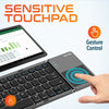 Delton F75 Bluetooth Keyboard with Sensitive Touchpad, Portable & Folding Design, Rechargeable Wireless Keyboard, Compatible with PC/Laptop, iMac, Tablets, Smartphones and More - Black Bluetooth Keyboard - Tophatter Daily Deals