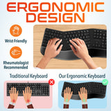 Delton G20 Ergonomic Wireless Split Keyboard and Vertical Ergonomic Bluetooth Mouse Wireless Keyboard & Mouse Set - Tophatter Daily Deals