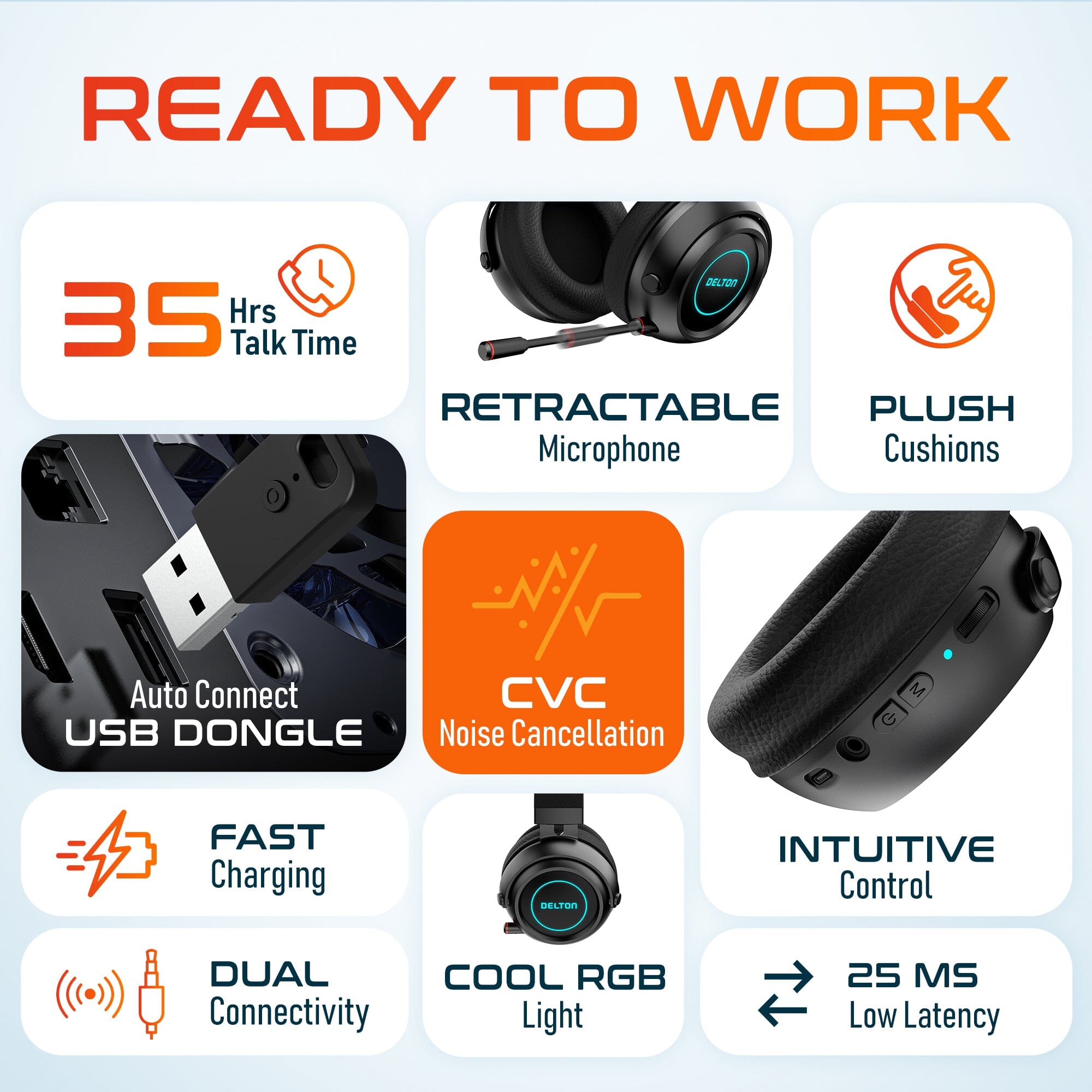 Delton G520 Wireless Bluetooth Headset Gaming and Computer Headphone Wireless Headset - Tophatter Daily Deals