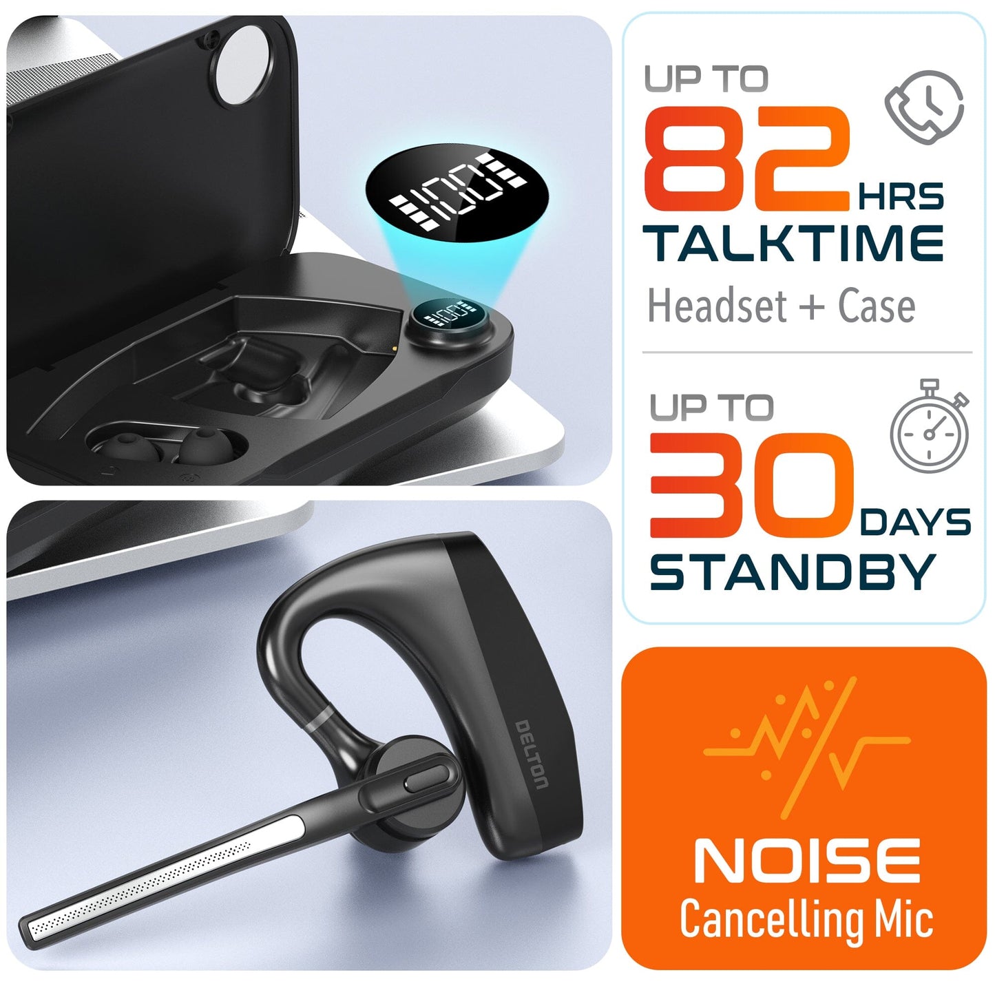Delton K130 Wireless Computer Earbud Headset Bluetooth Headphone Wireless Headset - Tophatter Daily Deals