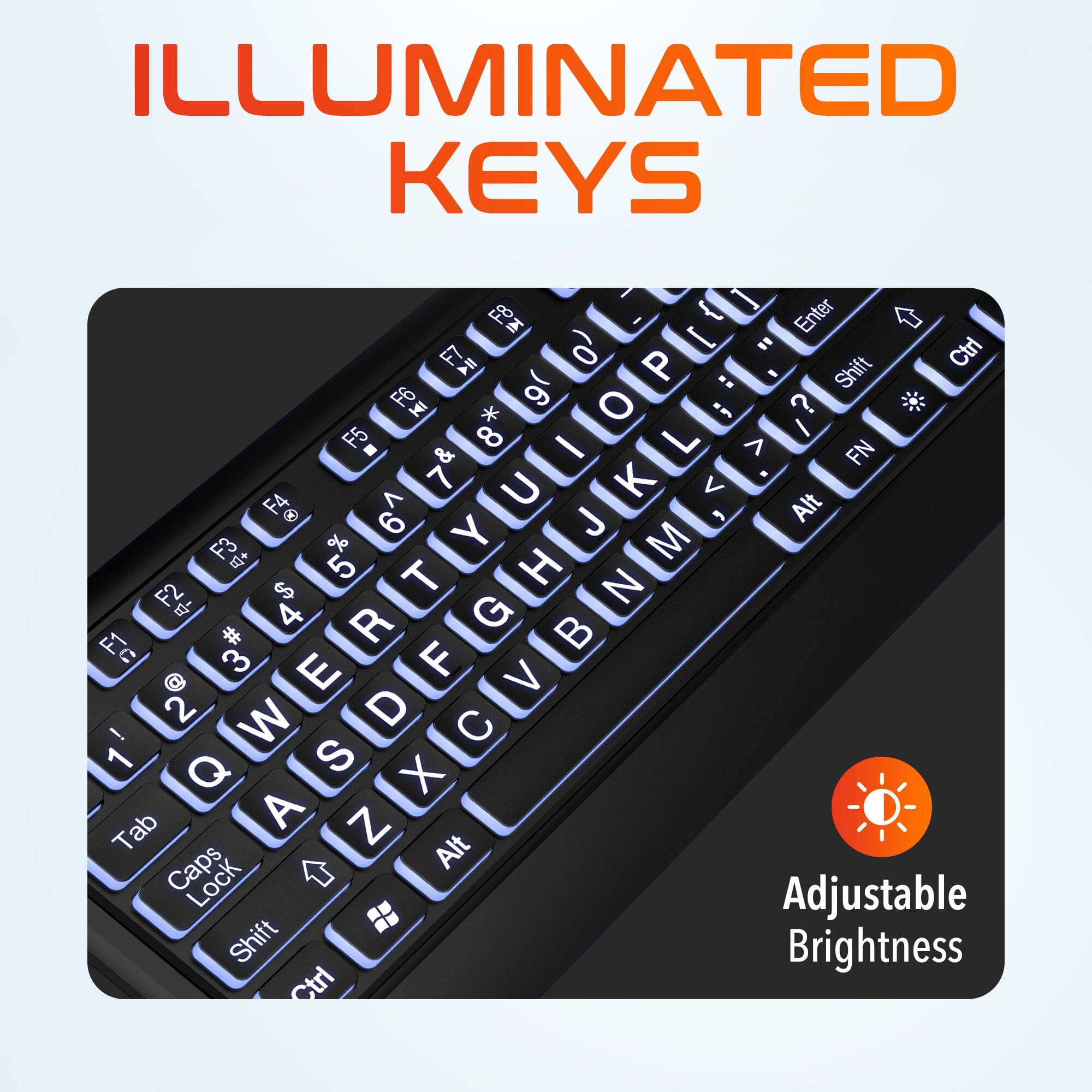 Delton KB20 Large Print USB Wired Lighted 104 Keys Keyboard Wired Keyboard - Tophatter Daily Deals