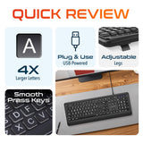 Delton KB20 Large Print USB Wired Lighted 104 Keys Keyboard Wired Keyboard - Tophatter Daily Deals