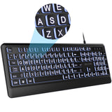 Delton KB20 Large Print USB Wired Lighted 104 Keys Keyboard Wired Keyboard - Tophatter Daily Deals