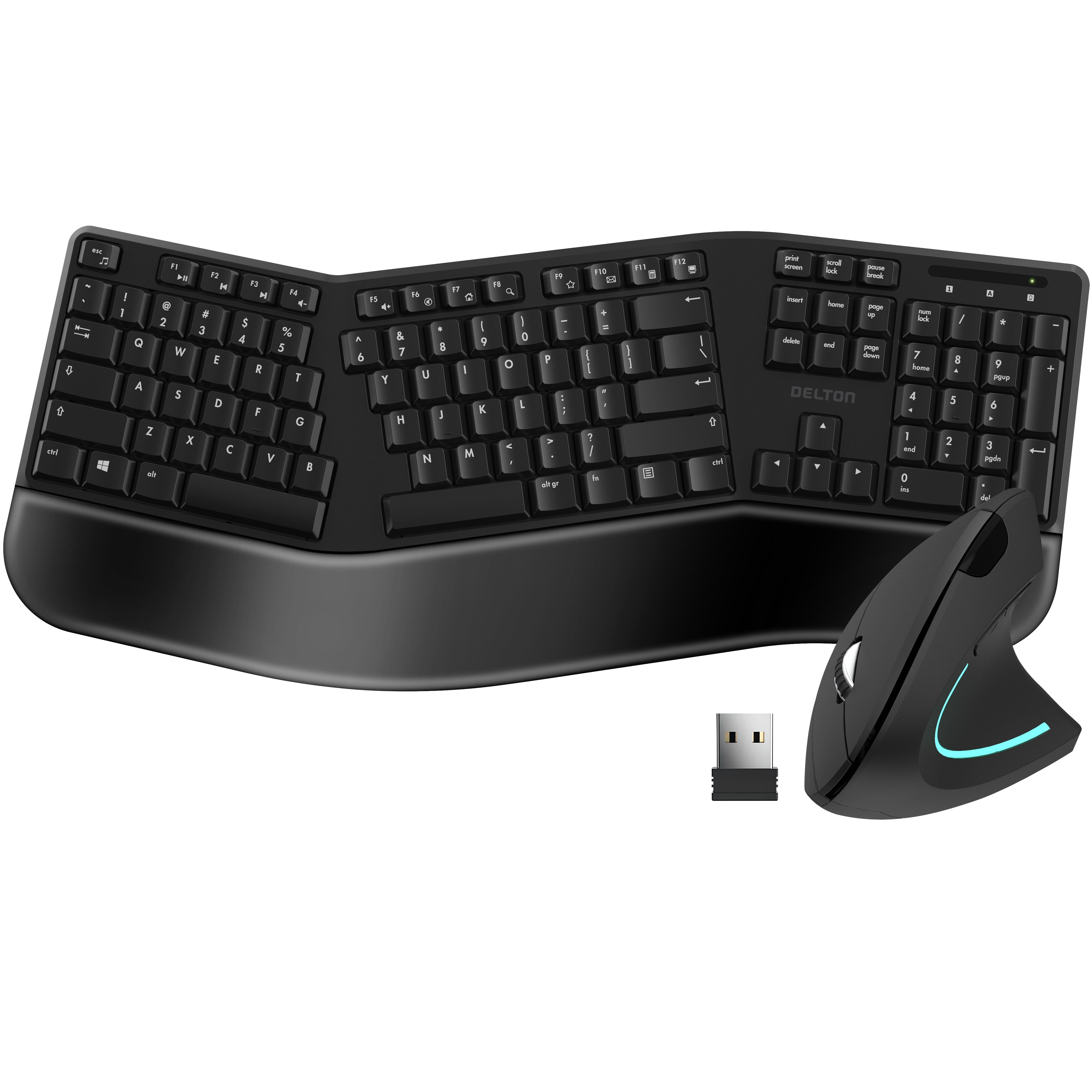 Delton KB200 and S12 Wireless Ergonomic Keyboard and Wireless Mouse Computer Pointing Device Accessory Wireless Keyboard & Mouse Set - Tophatter Daily Deals