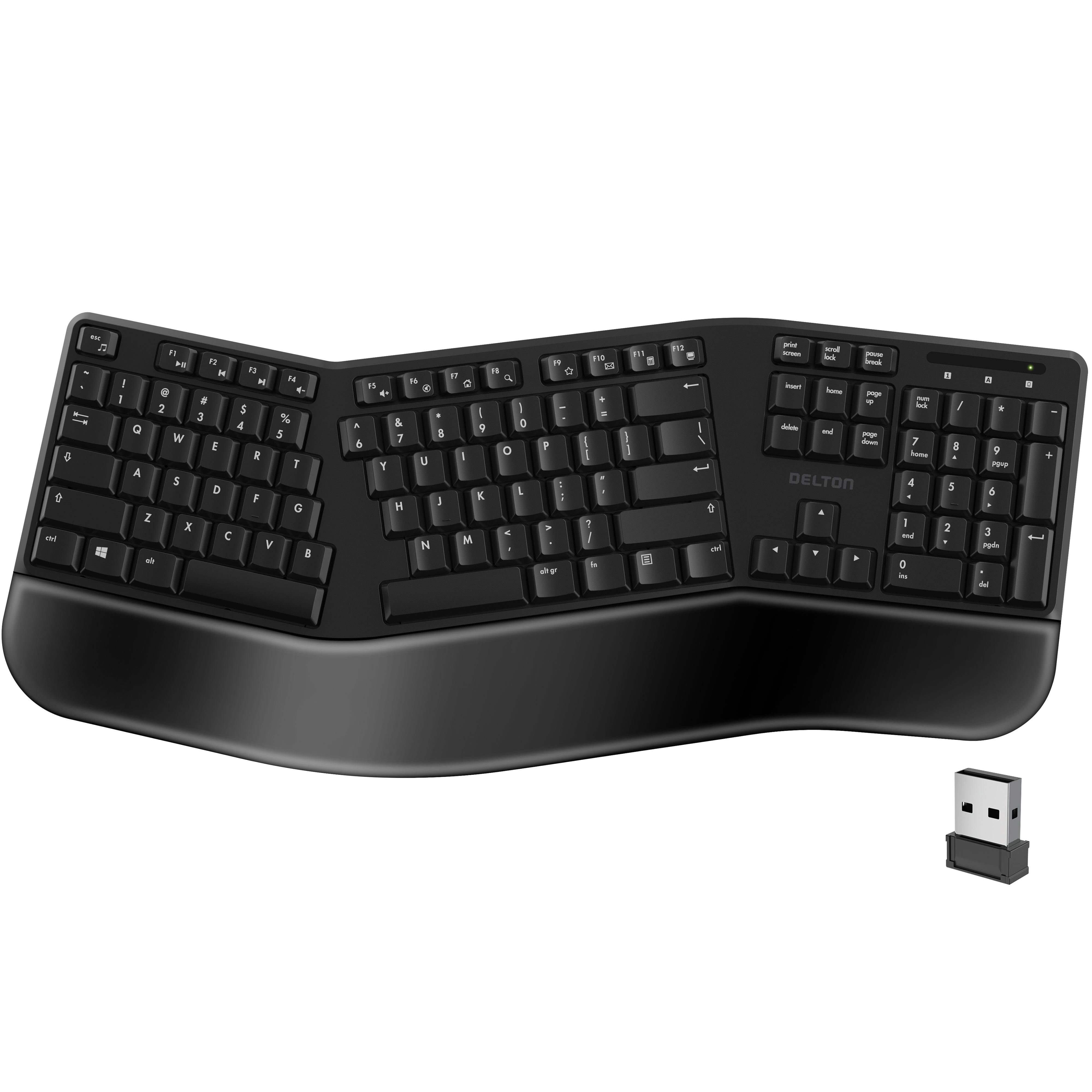 Delton KB200 Wireless Ergonomic Computer Keyboard, Full-Size Keyboard Wireless Keyboard - Tophatter Daily Deals