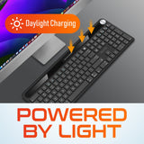 Delton KB90 Wireless Solar Keyboard, Rechargeable Wireless Keyboard with Quiet Keys, Solar Recharging Keyboard, Bluetooth Keyboard for Computer /Desktop /PC /Laptop /Windows. Wireless Keyboard - Tophatter Daily Deals