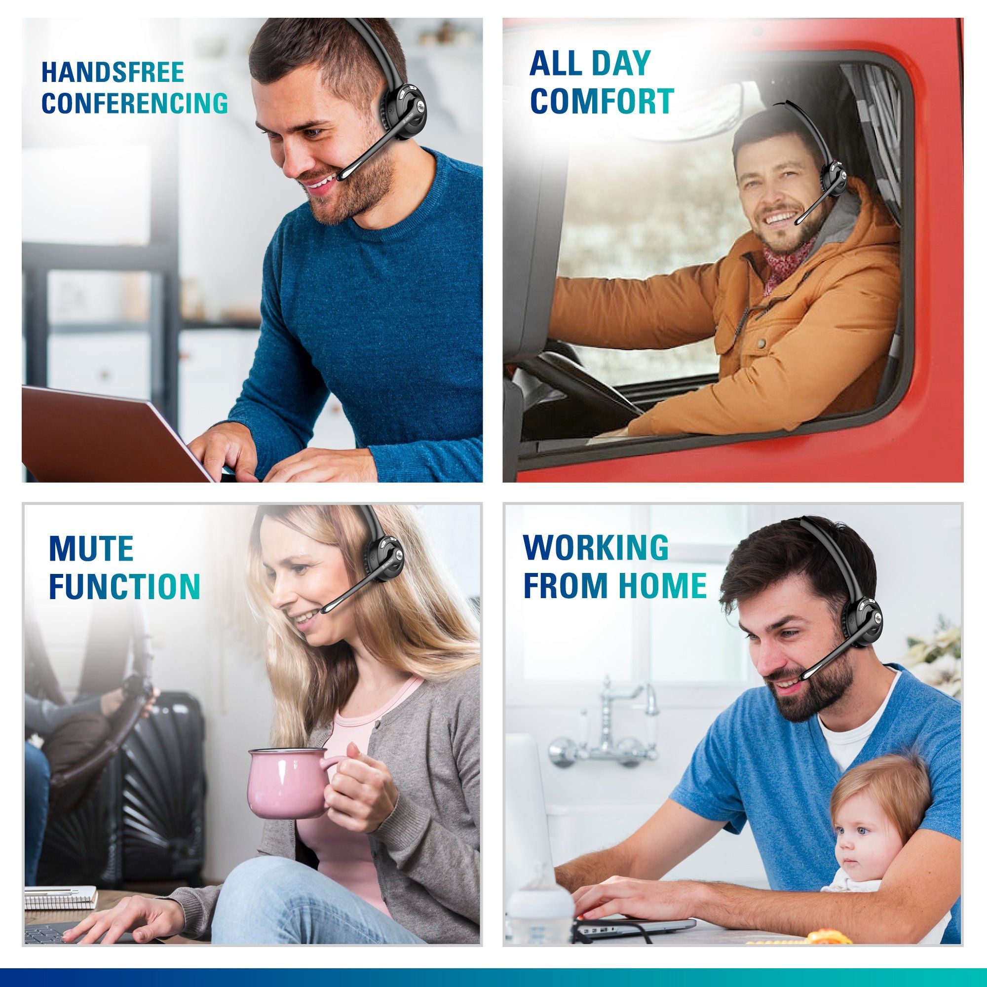 Delton Low Profile OTR Wireless Trucker Headset with Microphone Headset With Microphone - Tophatter Daily Deals