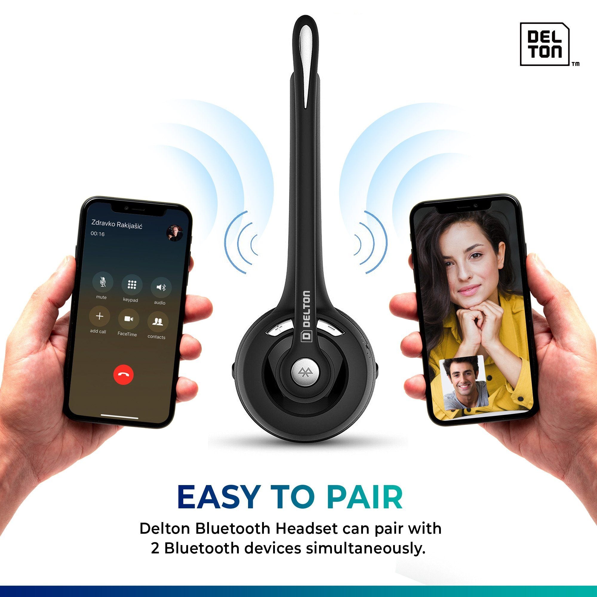 Delton Low Profile OTR Wireless Trucker Headset with Microphone Headset With Microphone - Tophatter Daily Deals