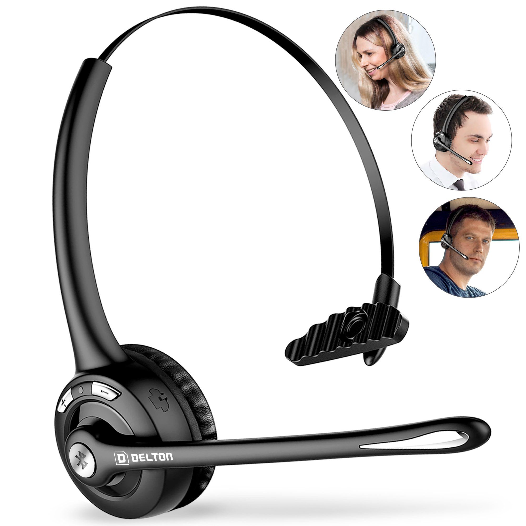 Delton Low Profile OTR Wireless Trucker Headset with Microphone Headset With Microphone - Tophatter Daily Deals
