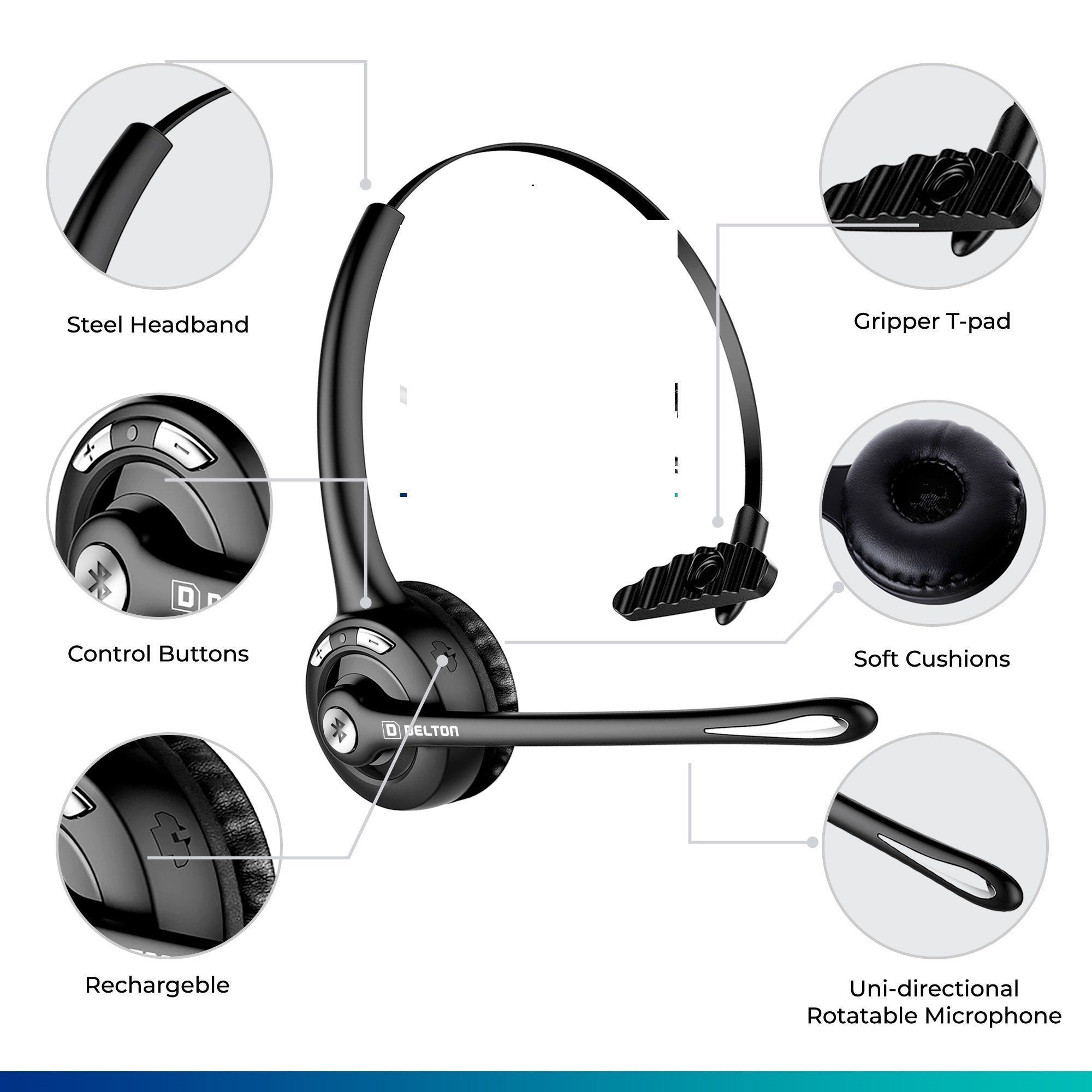 Delton Low Profile OTR Wireless Trucker Headset with Microphone Headset With Microphone - Tophatter Daily Deals
