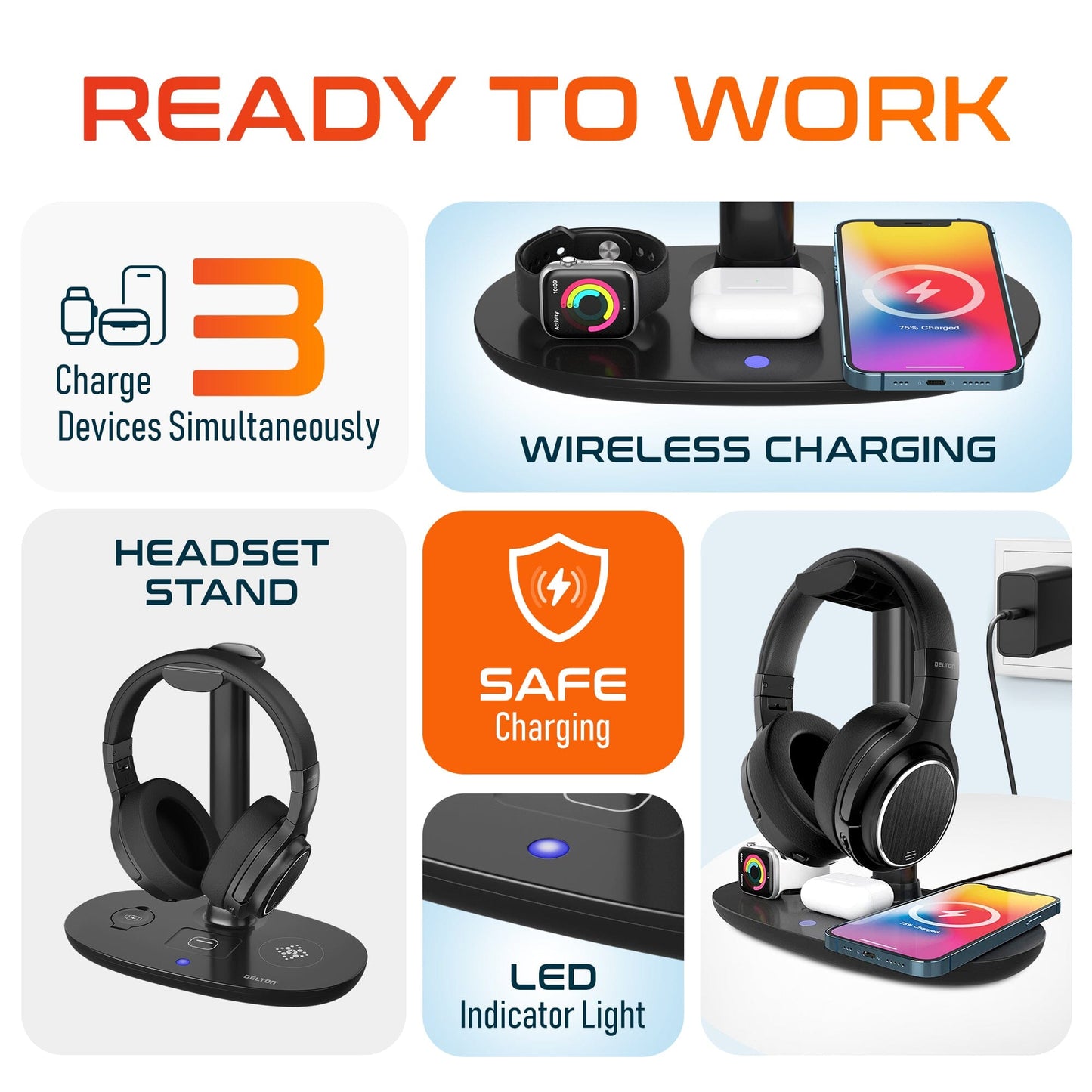 Delton M101 Wireless Computer Headset with Microphone Wireless Headset - Tophatter Daily Deals