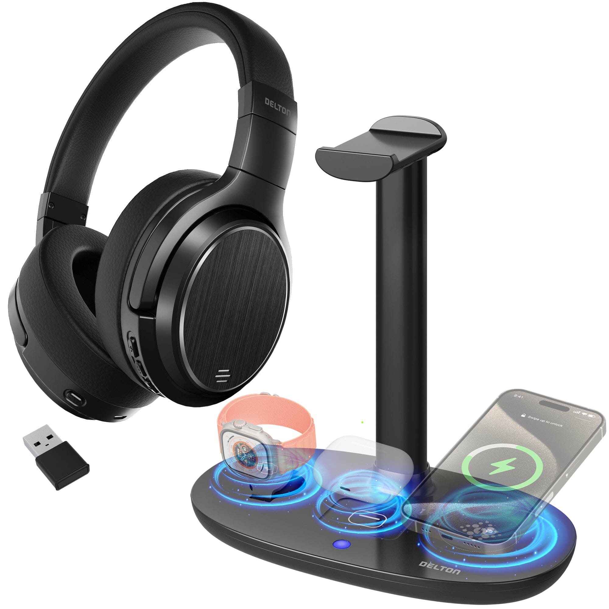 Delton M101 Wireless Computer Headset with Microphone Wireless Headset - Tophatter Daily Deals