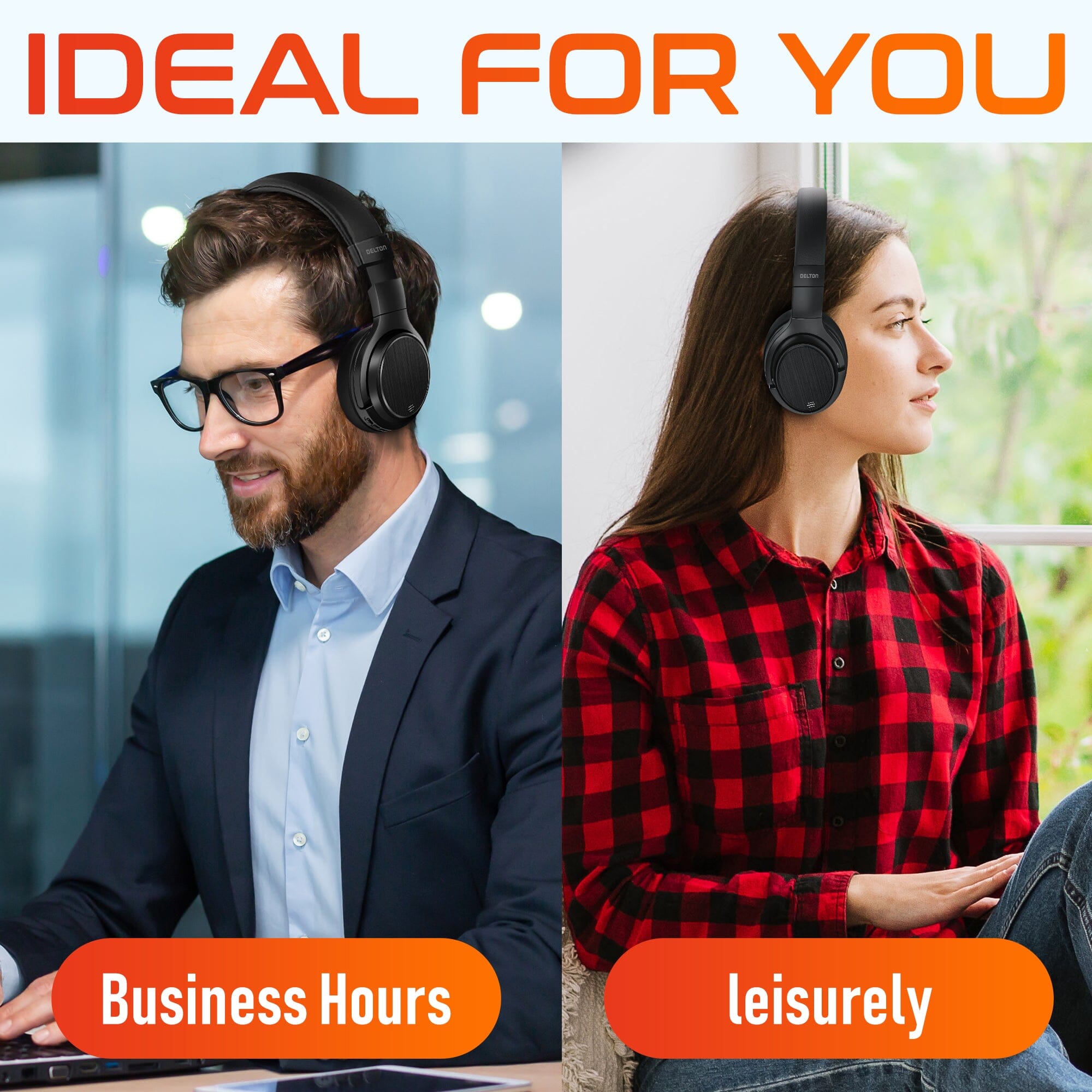 Delton M101D Wireless Bluetooth Headphones, Over Ear Noise Canceling Headset with Mic Over-Ear Headphones - Tophatter Daily Deals