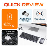 Delton N35 Wireless Keyboard and Mouse, Bluetooth Keyboard Mouse Combo Auto Pair USB Dongle Wireless Keyboard & Mouse Set - Tophatter Daily Deals