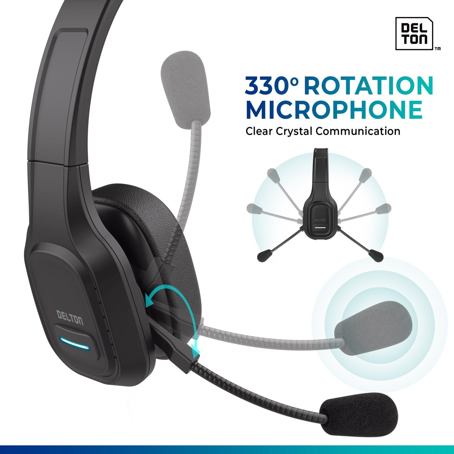 Delton Professional Wireless Computer Headset with Mic Wireless Headset - Tophatter Daily Deals
