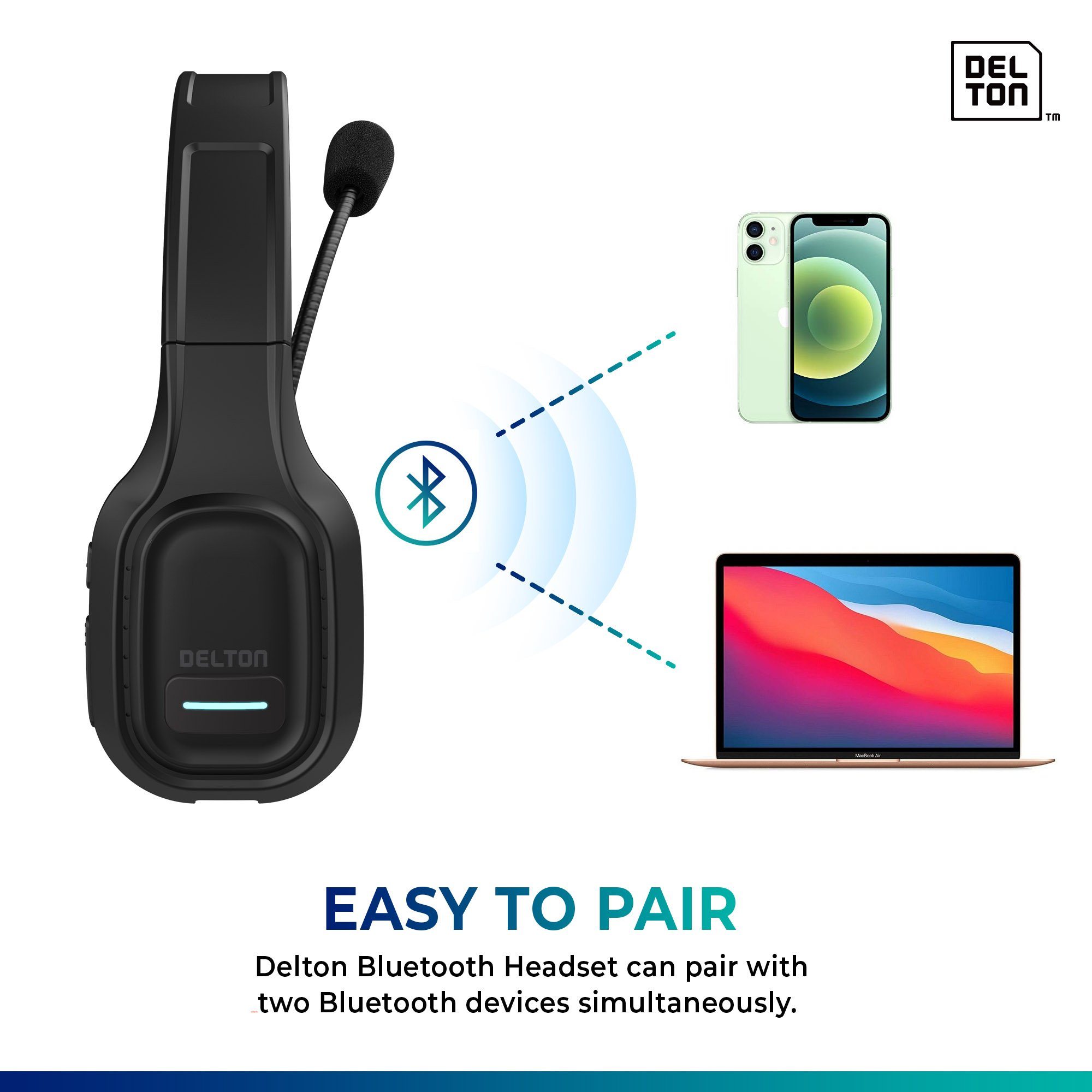 Delton Professional Wireless Computer Headset with Mic Wireless Headset - Tophatter Daily Deals