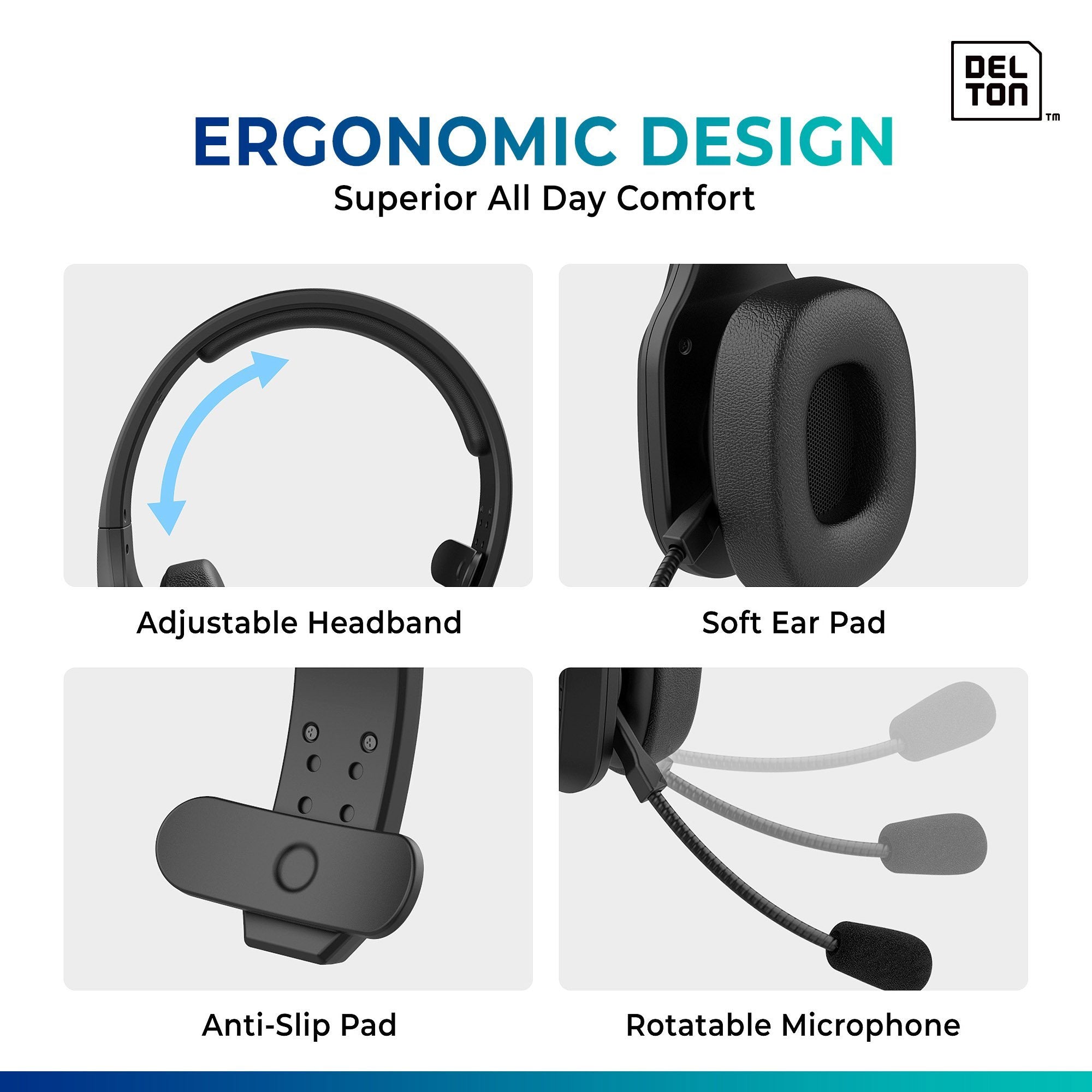 Delton Professional Wireless Computer Headset with Mic Wireless Headset - Tophatter Daily Deals