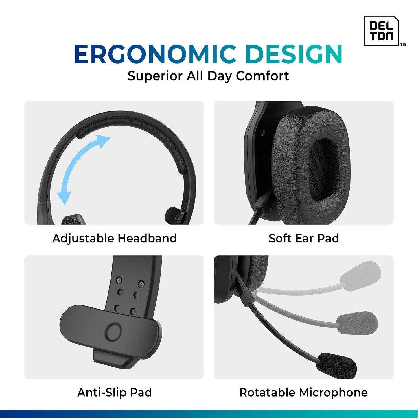 Delton Professional Wireless Computer Headset with Mic Wireless Headset - Tophatter Daily Deals
