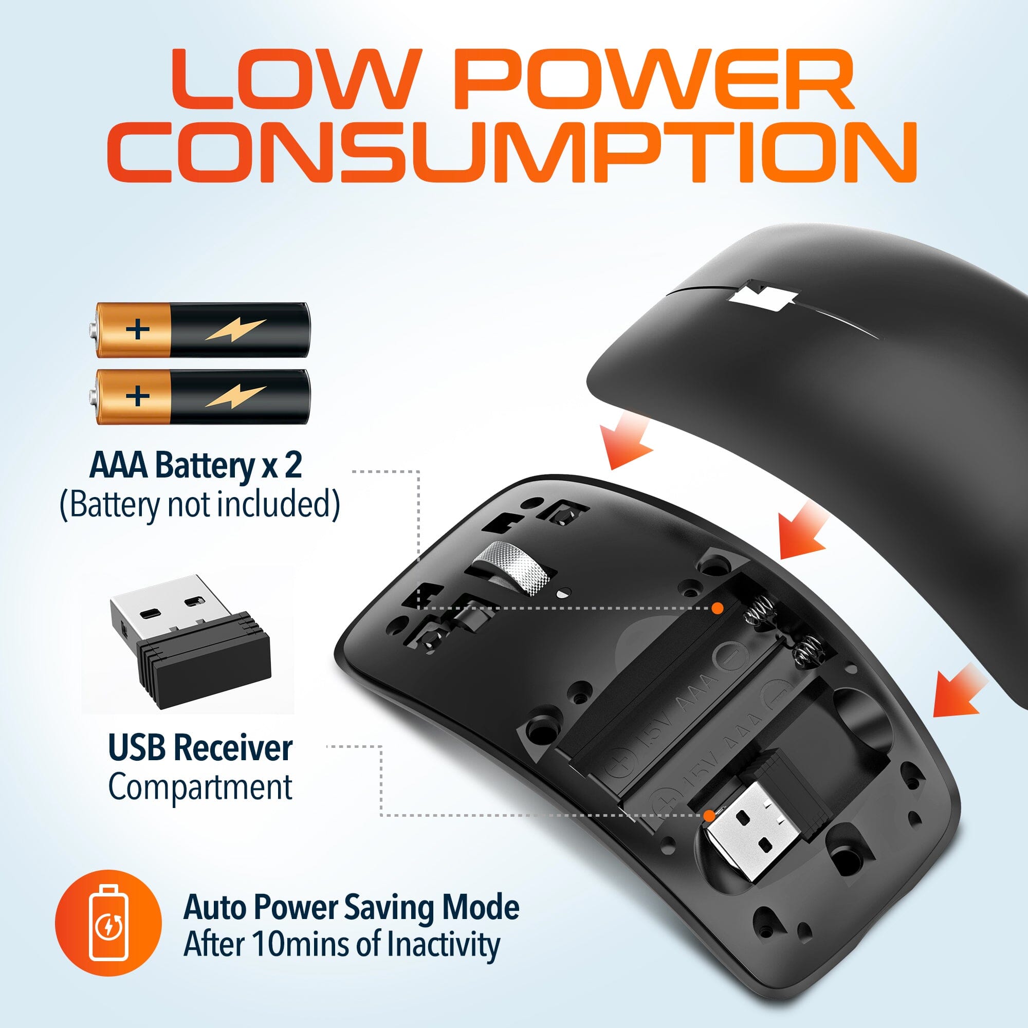 Delton S10 Curved Wireless Computer Mouse, USB Mouse, Battery Operated Wireless Mouse - Tophatter Daily Deals