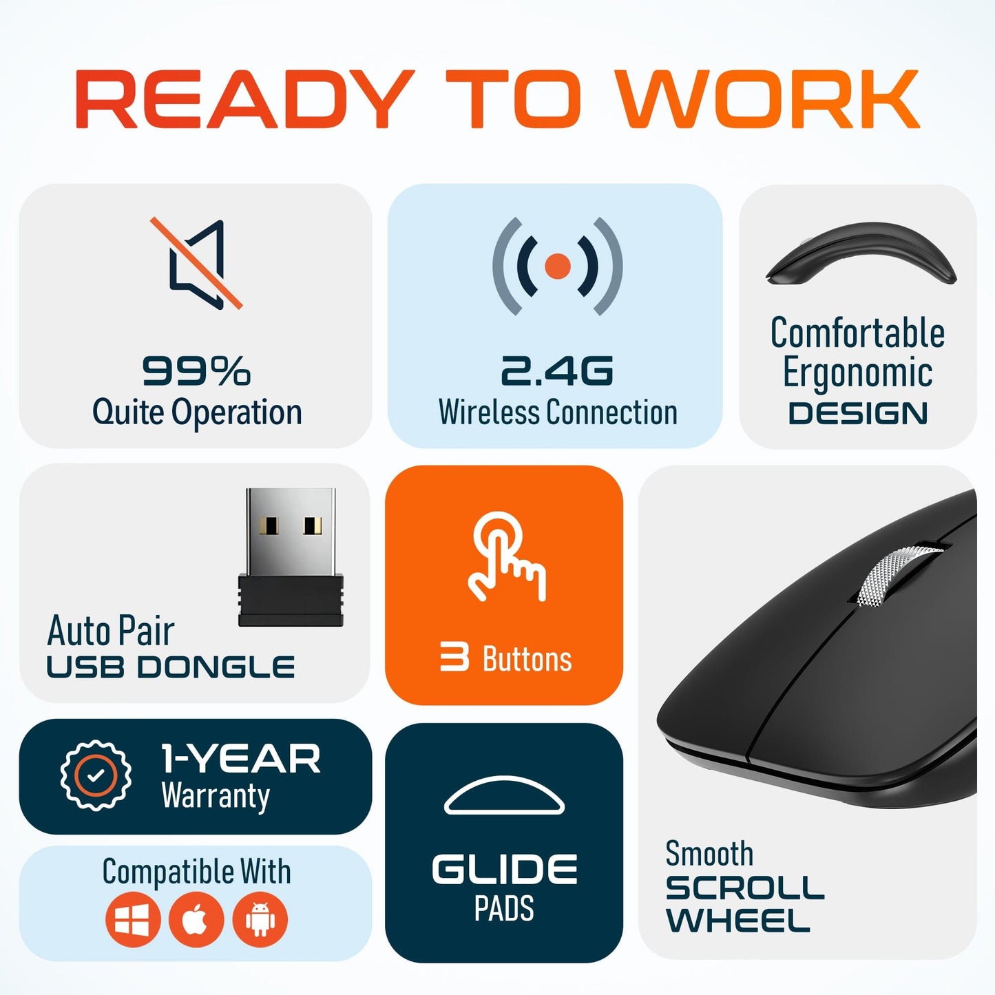 Delton S10 Curved Wireless Computer Mouse, USB Mouse, Battery Operated Wireless Mouse - Tophatter Daily Deals