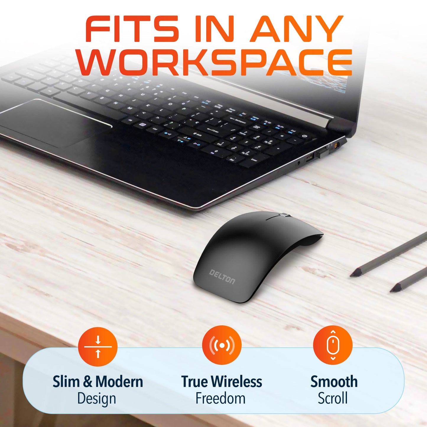 Delton S10 Curved Wireless Computer Mouse, USB Mouse, Battery Operated Wireless Mouse - Tophatter Daily Deals