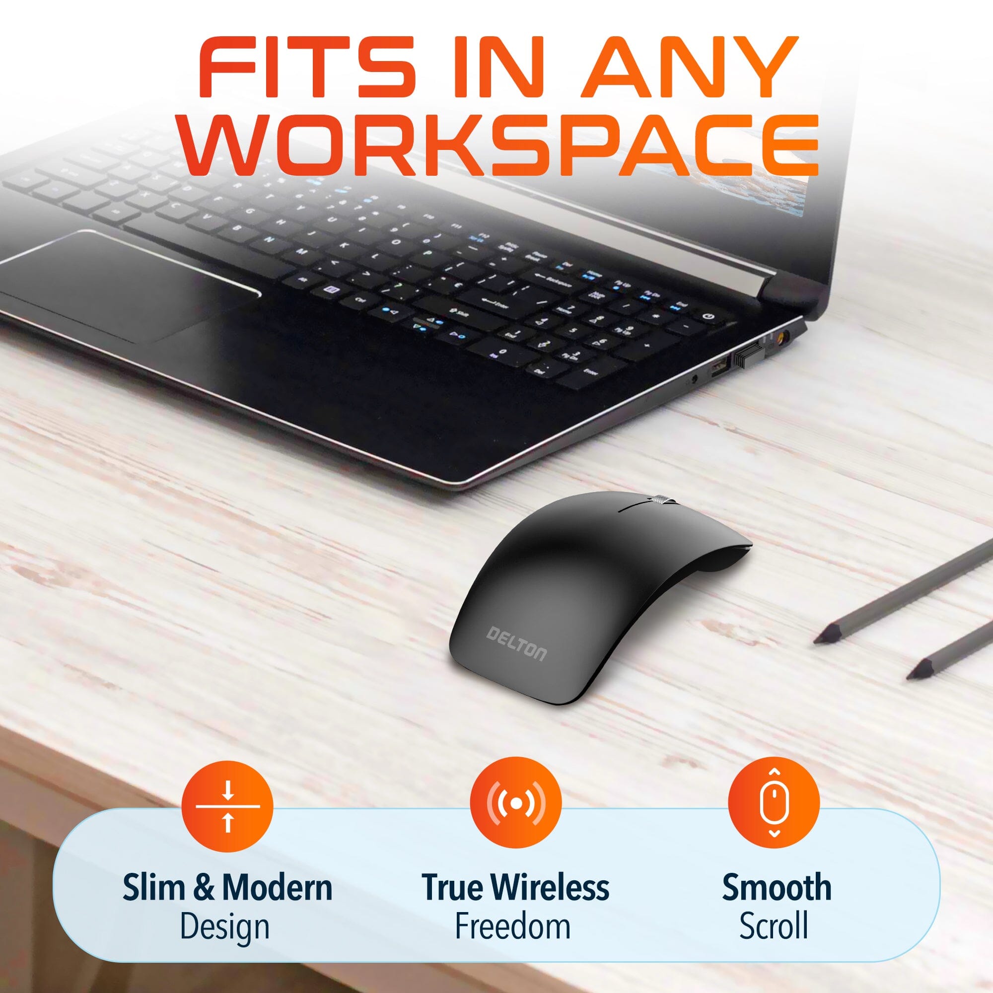 Delton S10 Curved Wireless Computer Mouse, USB Mouse, Battery Operated Wireless Mouse - Tophatter Daily Deals