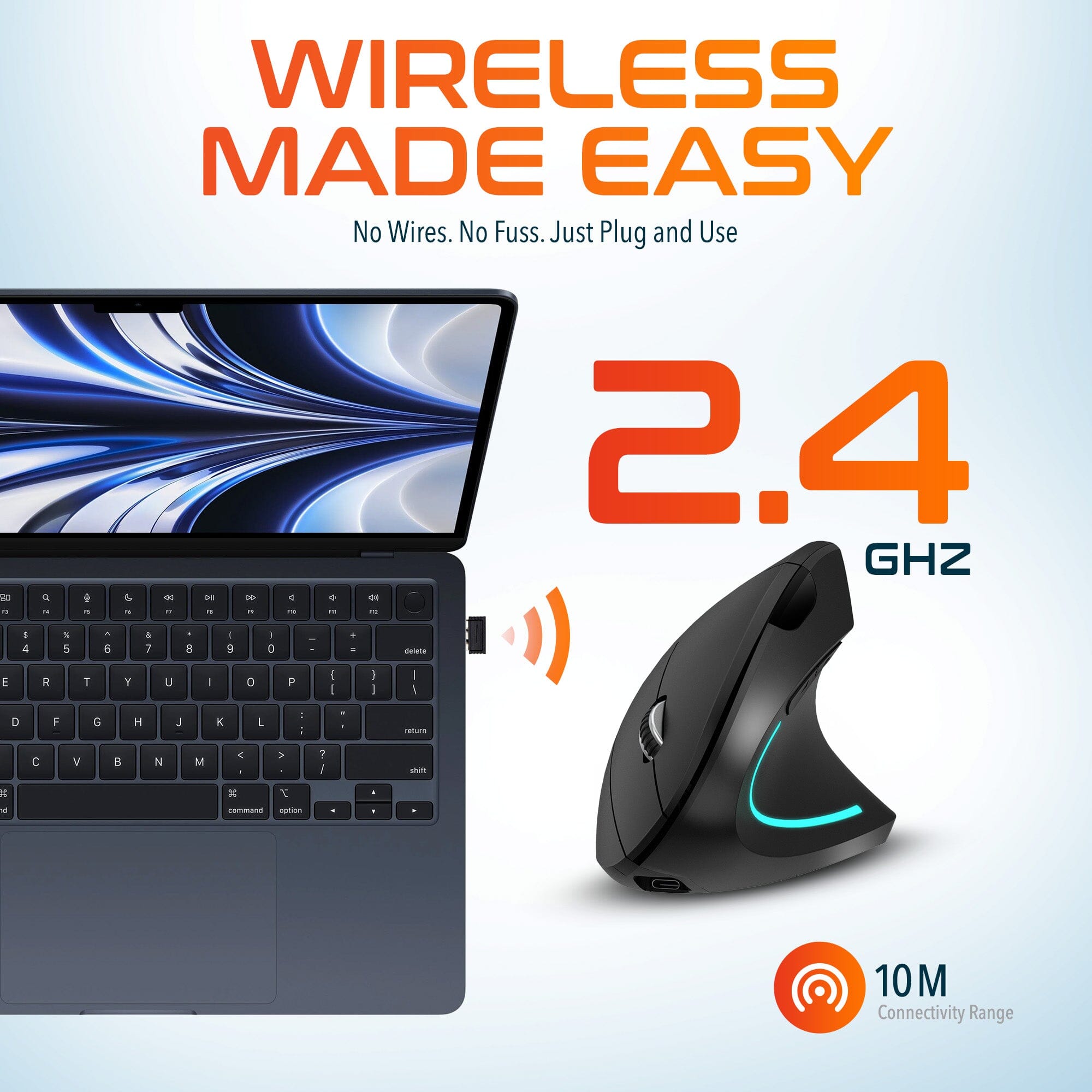 Delton S12 Ergonomic Vertical Rechargeable Wireless Mouse with Auto Pair USB Dongle Wireless Mouse - Tophatter Daily Deals