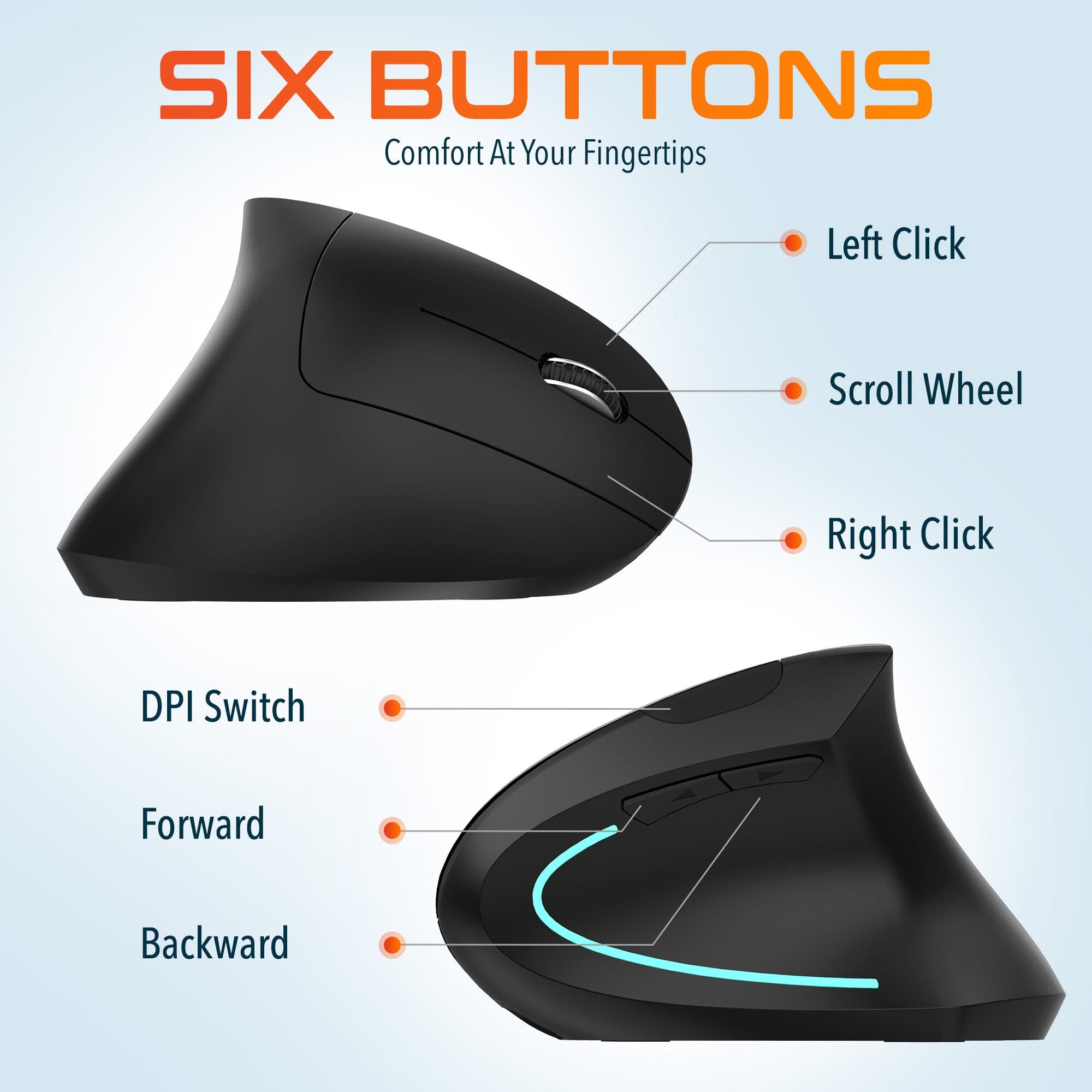 Delton S12 Ergonomic Vertical Rechargeable Wireless Mouse with Auto Pair USB Dongle Wireless Mouse - Tophatter Daily Deals