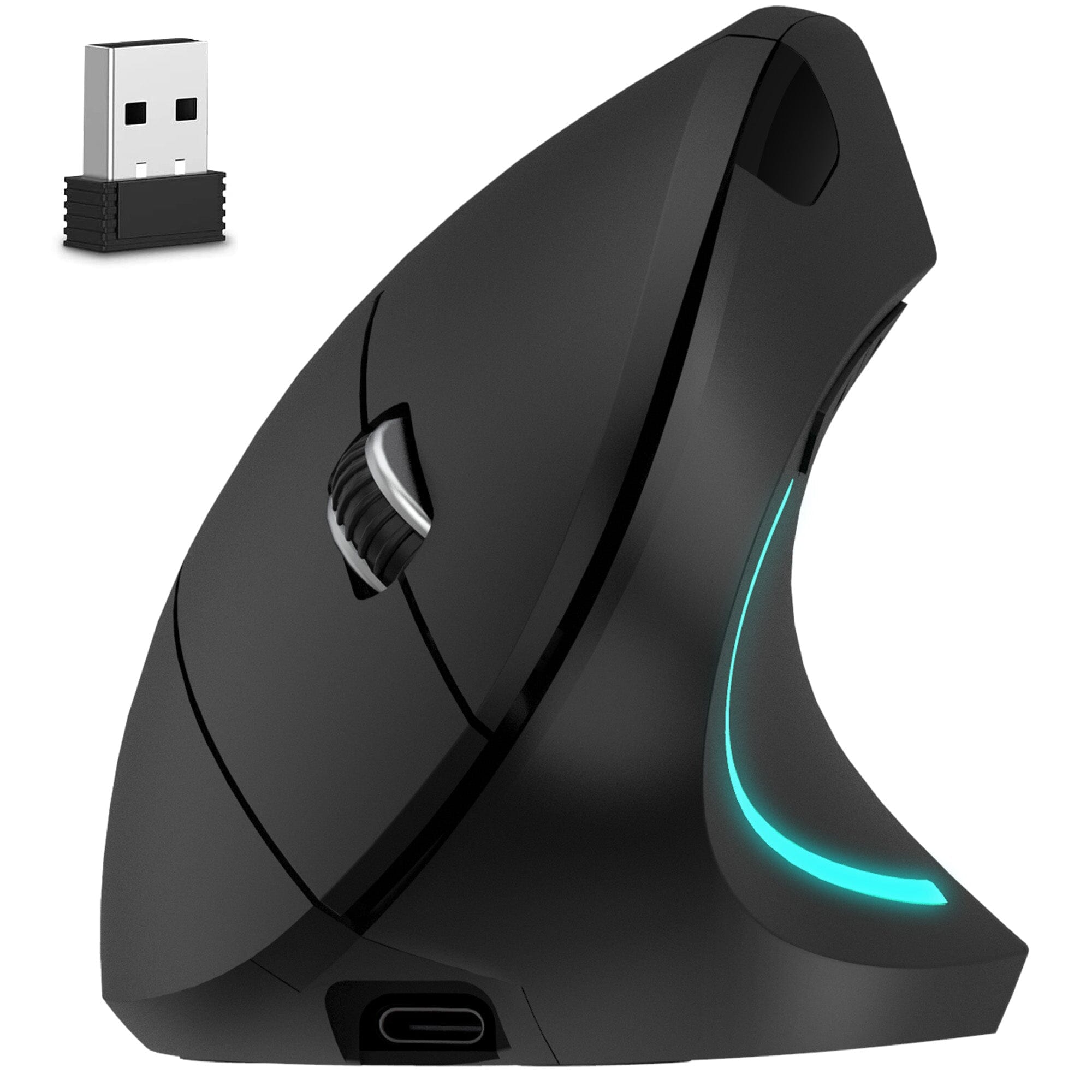 Delton S12 Ergonomic Vertical Rechargeable Wireless Mouse with Auto Pair USB Dongle Wireless Mouse - Tophatter Daily Deals