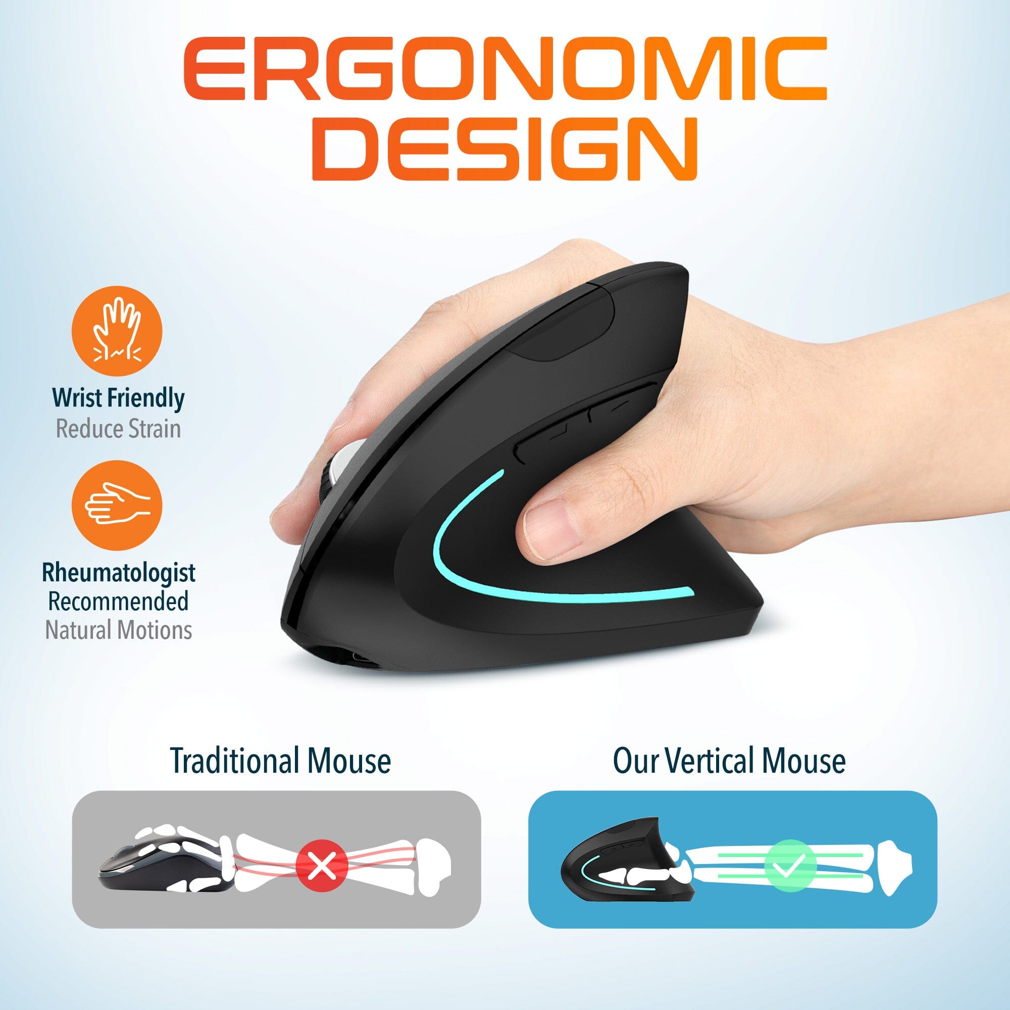 Delton S12 Ergonomic Vertical Rechargeable Wireless Mouse with Auto Pair USB Dongle Wireless Mouse - Tophatter Daily Deals