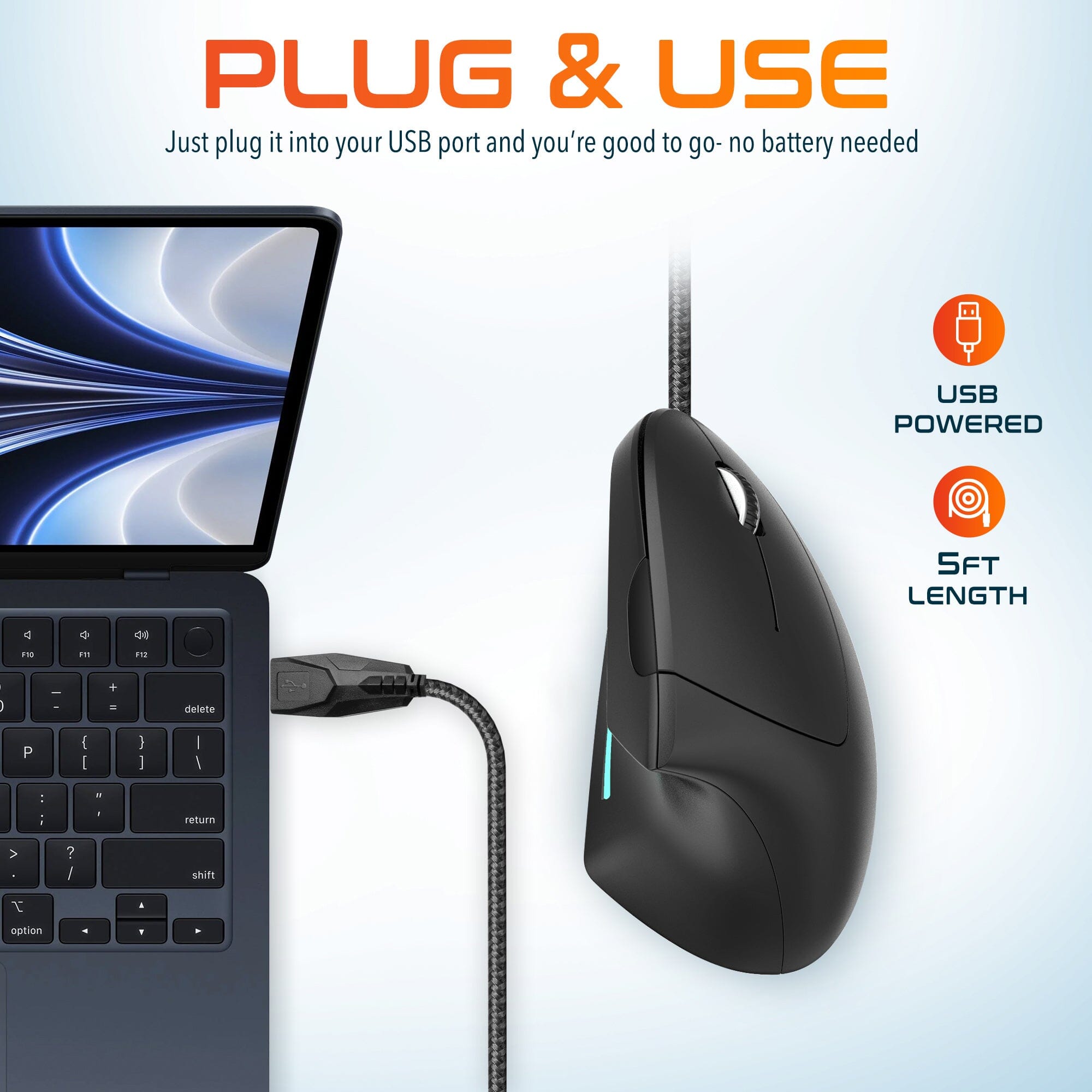 Delton S12 Ergonomic Vertical Wired Mouse Computer Pointing Device Wired Mouse - Tophatter Daily Deals