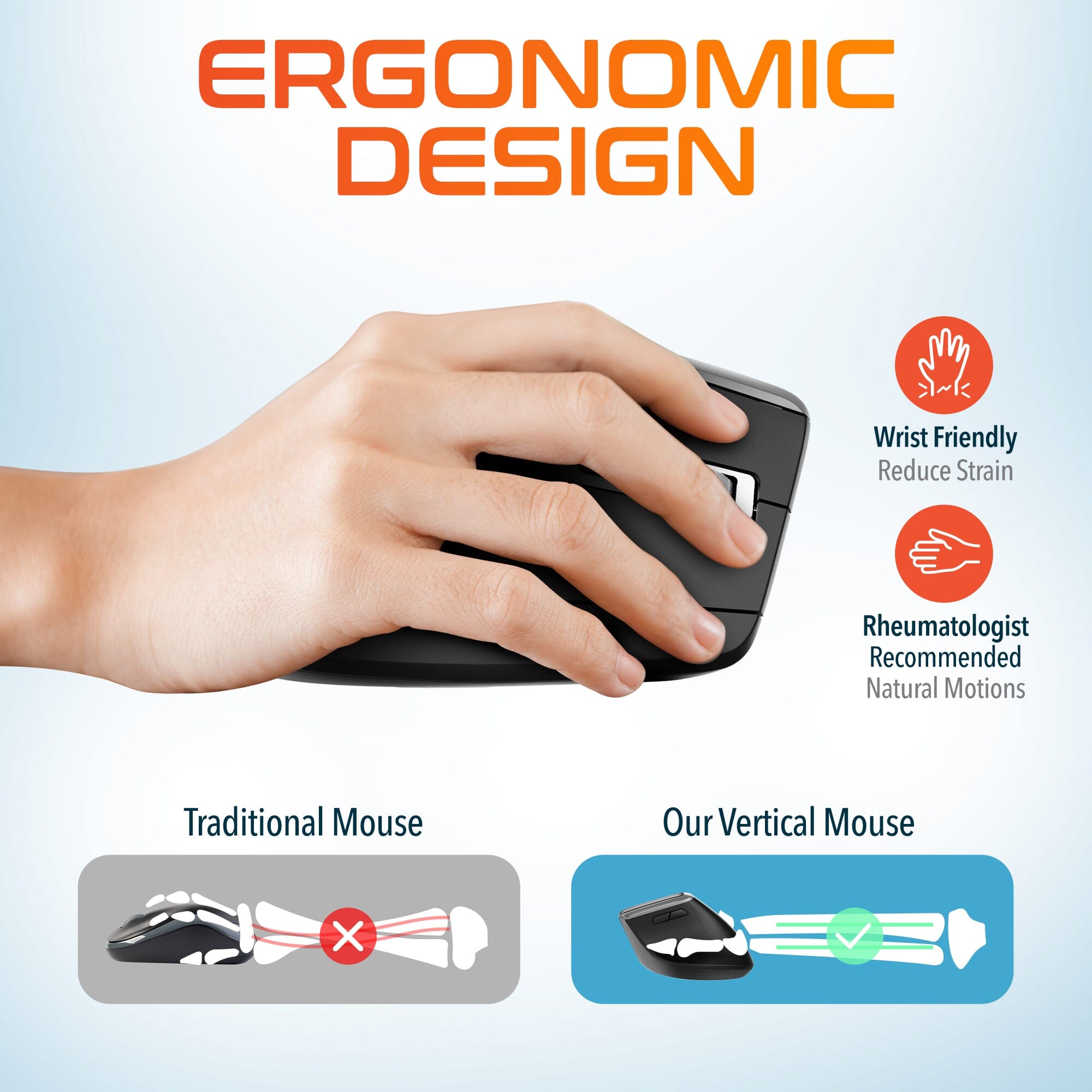 Delton S20 Ergonomic Vertical Wireless Mouse Bluetooth Wireless Dongle Wireless Mouse - Tophatter Daily Deals