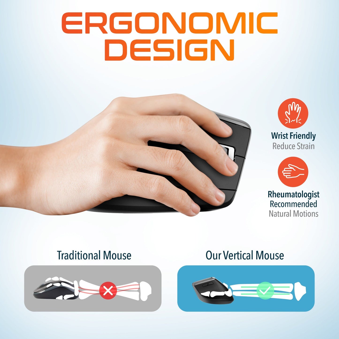 Delton S20 Ergonomic Vertical Wireless Mouse Bluetooth Wireless Dongle Wireless Mouse - Tophatter Daily Deals