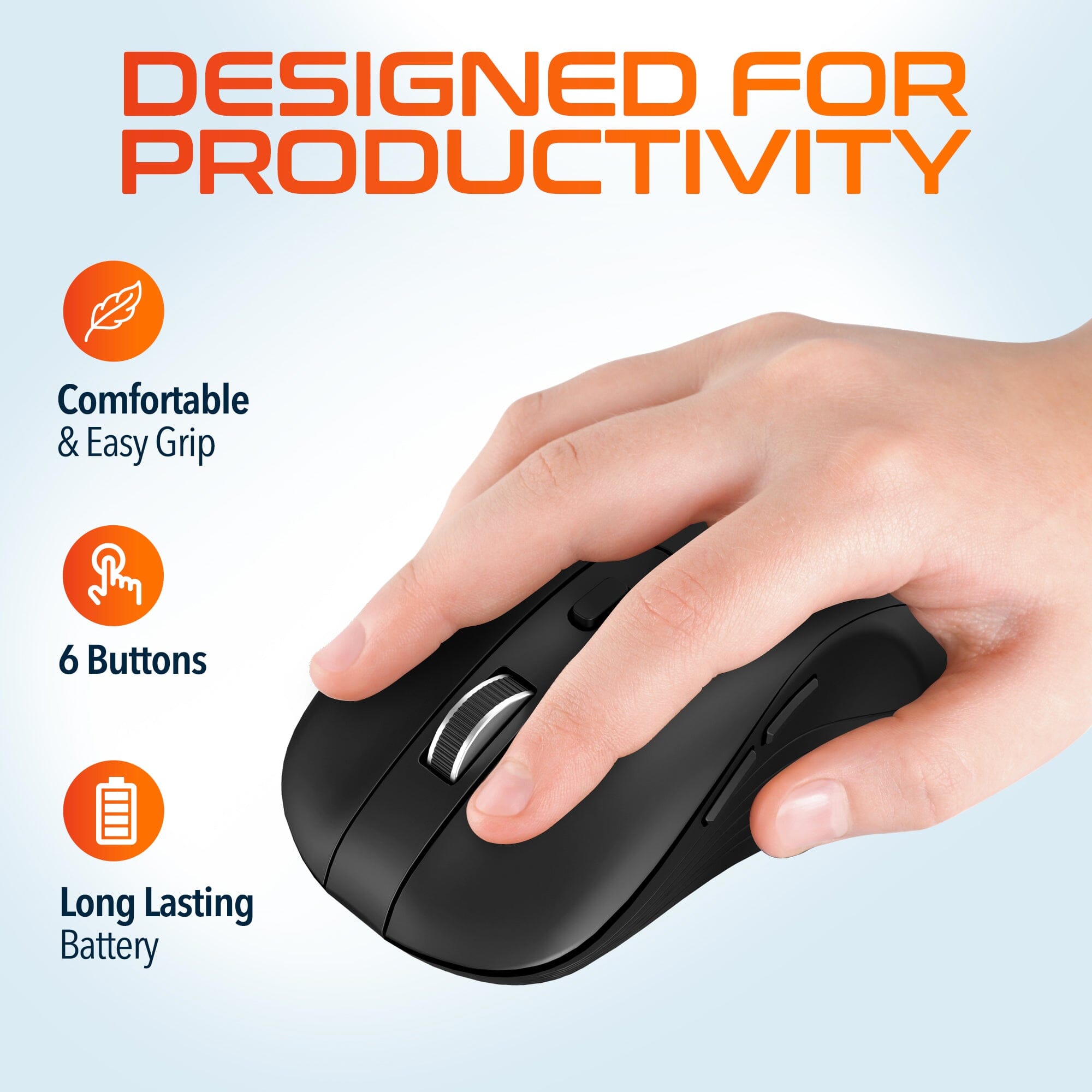 Delton S8 Ergonomic Optical Wireless Mouse Computer Pointing Device with Auto Pair USB Dongle Wireless Mouse - Tophatter Daily Deals