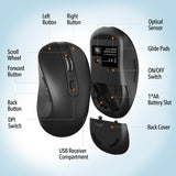 Delton S8 Ergonomic Optical Wireless Mouse Computer Pointing Device with Auto Pair USB Dongle Wireless Mouse - Tophatter Daily Deals