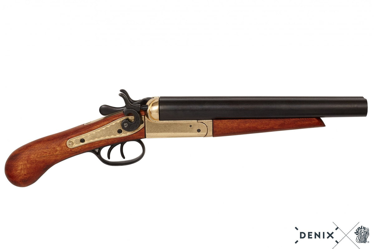 Wells Fargo Stagecoach Defender - Double Barrel Wyatt Earp Shotgun Pistol / Sawn-Off with Brass Action- USA 1868 Pistol Replica - Tophatter Daily Deals