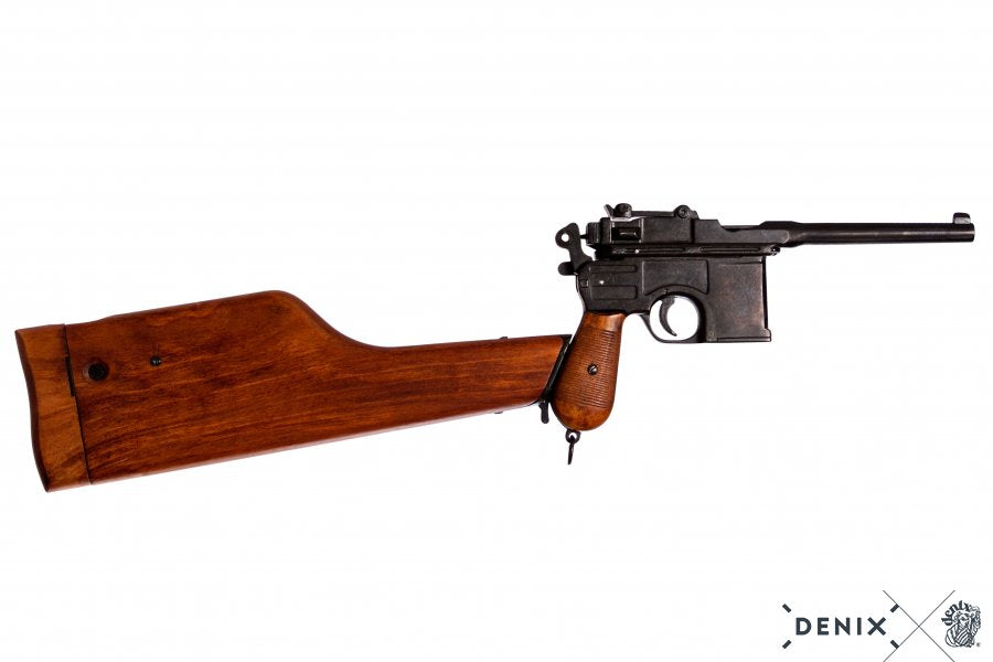 Mauser C96 "Broomhandle" Pistol with Removable Stock Holster Gun Replica - Tophatter Daily Deals