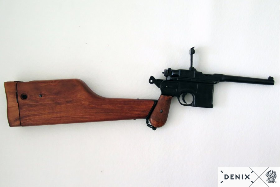 Mauser C96 "Broomhandle" Pistol with Removable Stock Holster Gun Replica - Tophatter Daily Deals