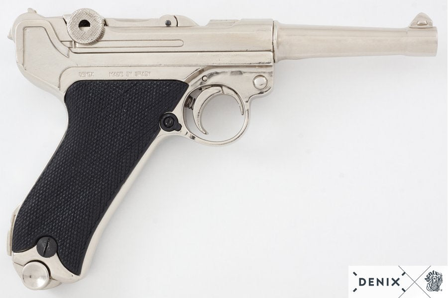 CALL OF DUTY - German Parabellum Luger P08 in Trophy Nickel Gun Replica - Tophatter Daily Deals
