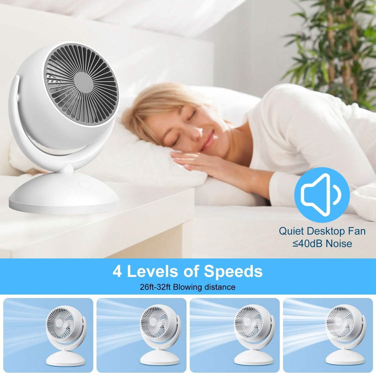 Desk Air Circulator Fan 4 Speed Adjustment Household Appliances - Tophatter Daily Deals