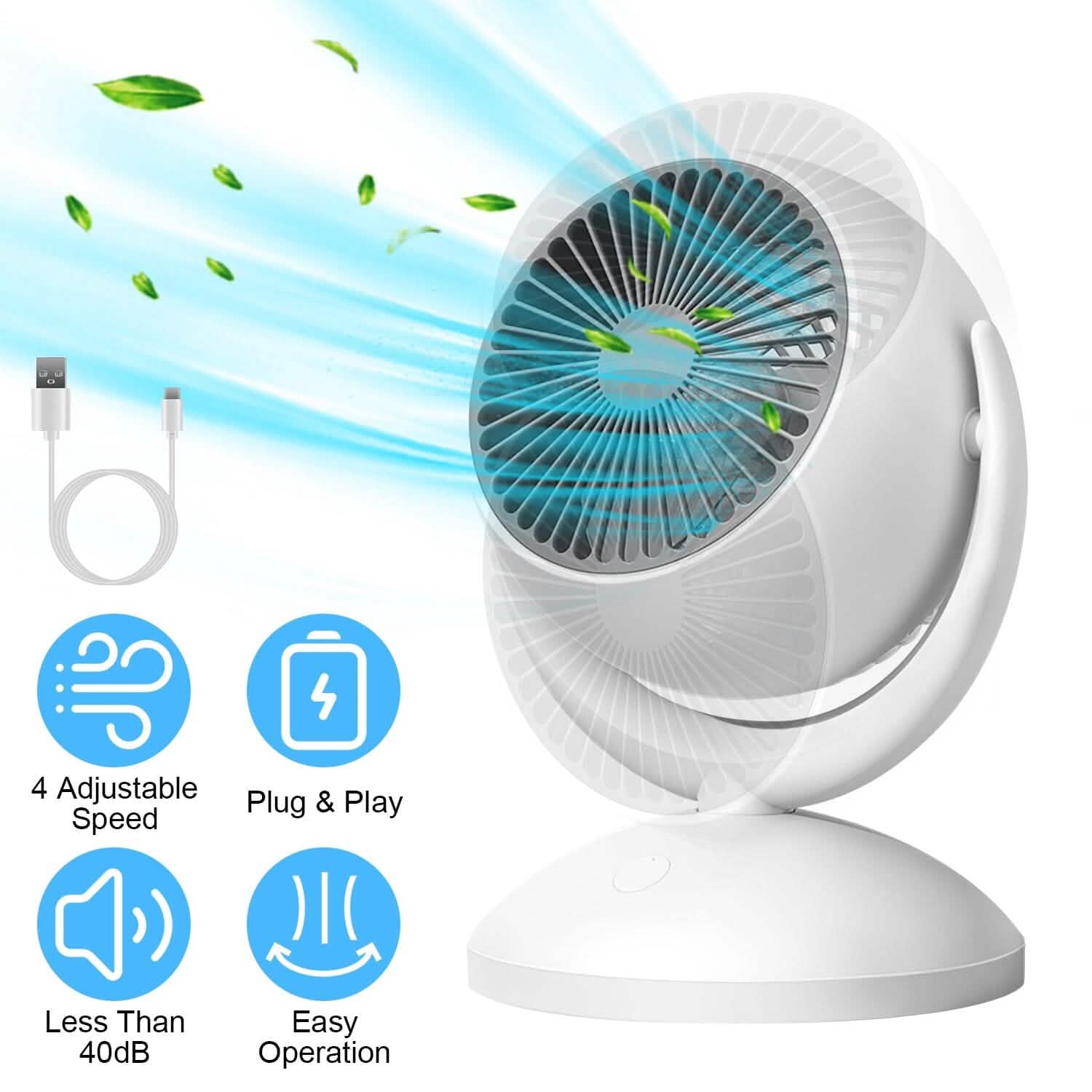 Desk Air Circulator Fan 4 Speed Adjustment Household Appliances - Tophatter Daily Deals