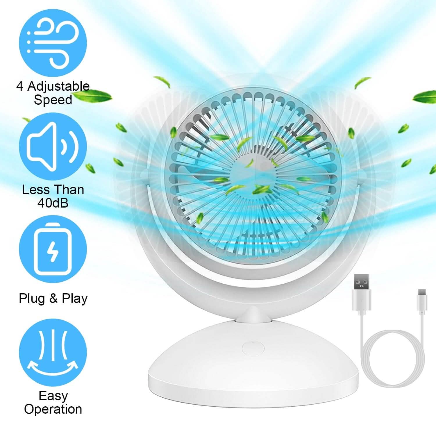 Desk Air Circulator Fan 4 Speed Adjustment Household Appliances - Tophatter Daily Deals