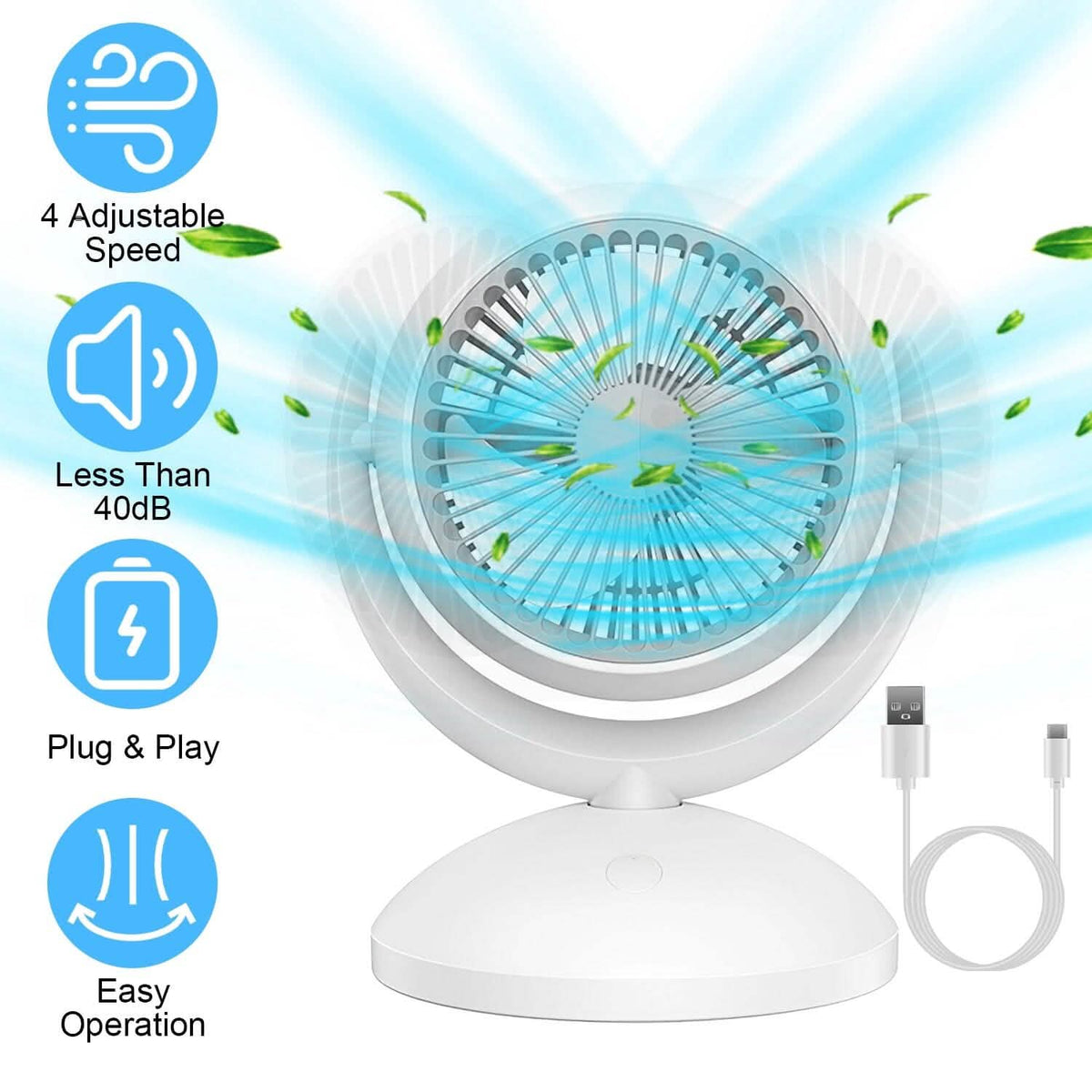 Desk Air Circulator Fan 4 Speed Adjustment Household Appliances - Tophatter Daily Deals