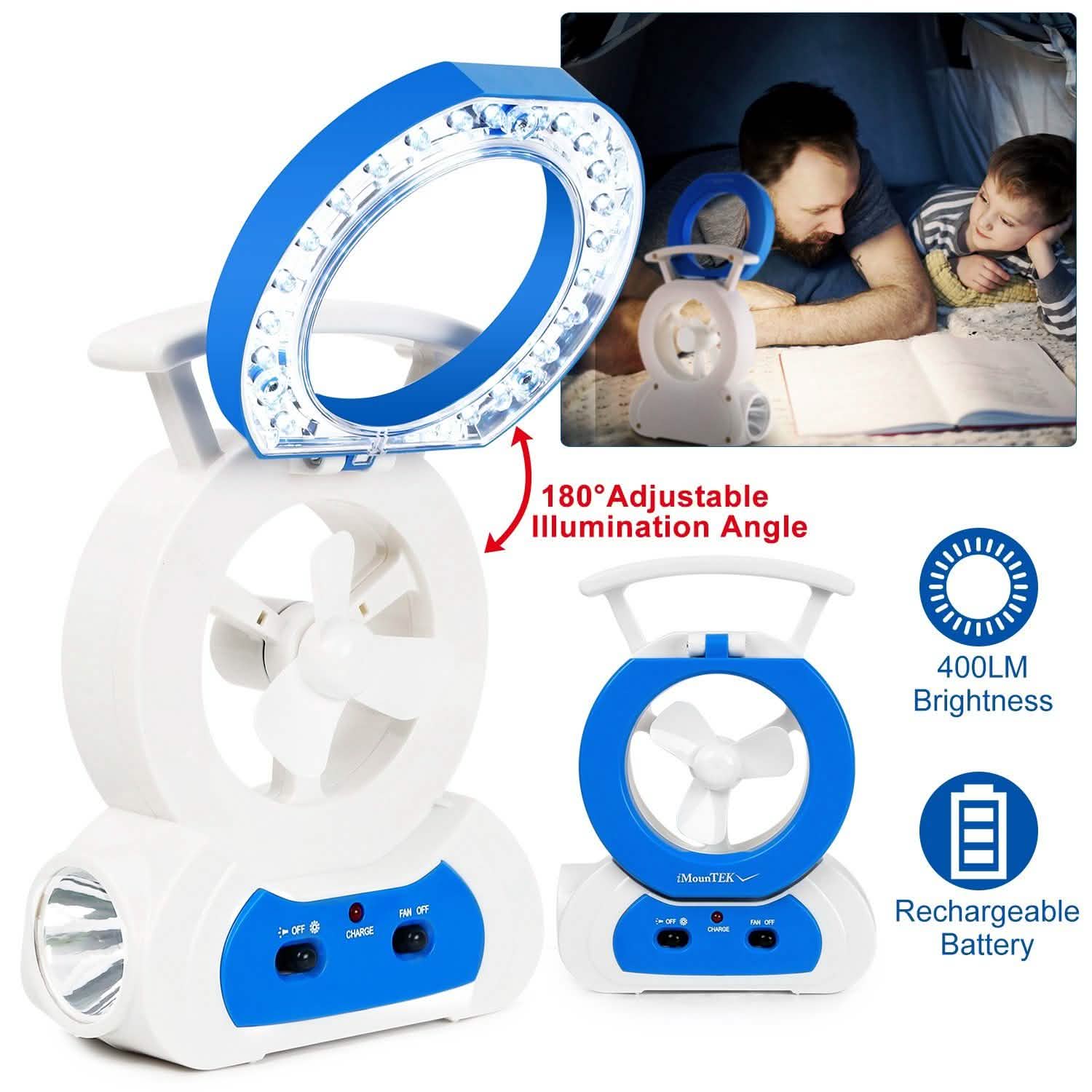 Desk Cooling Fan with 180 Degree Adjustable LED Lamp Outdoor Recreation - Tophatter Daily Deals