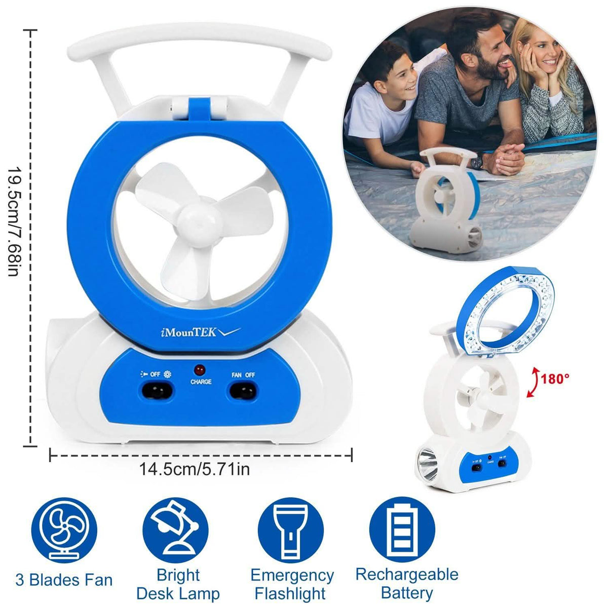 Desk Cooling Fan with 180 Degree Adjustable LED Lamp Outdoor Recreation - Tophatter Daily Deals